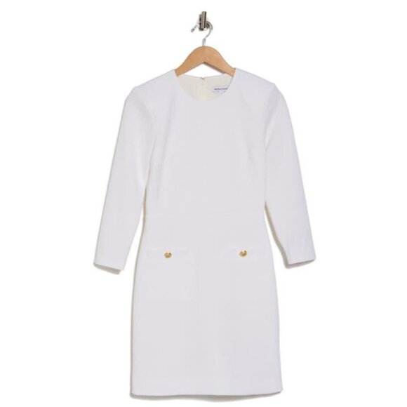 NWOT Veronica Beard White Channing Long Sleeve Sheath Dress SIZE 0 - Picture 2 of 6